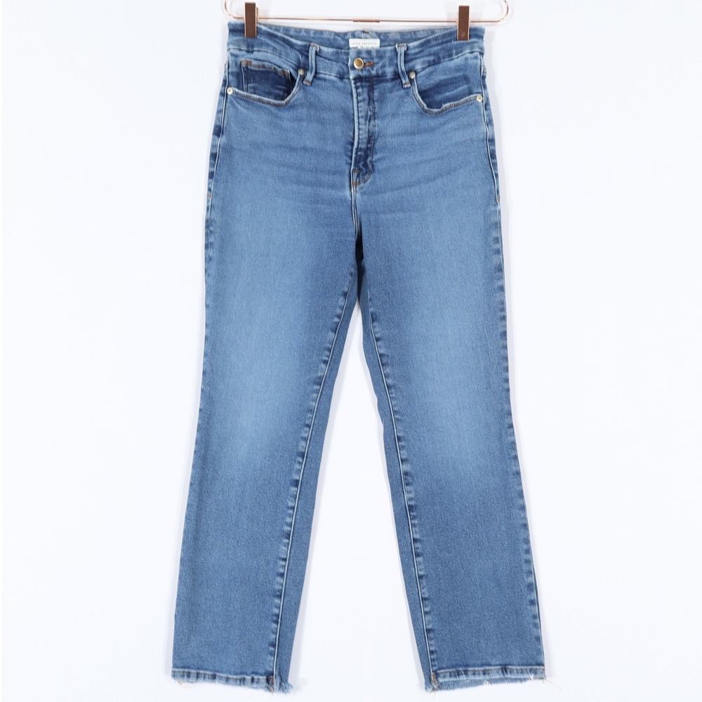 Good American Straight Leg Jeans Womens 12/31 Blue Streetwear Casual High Waist